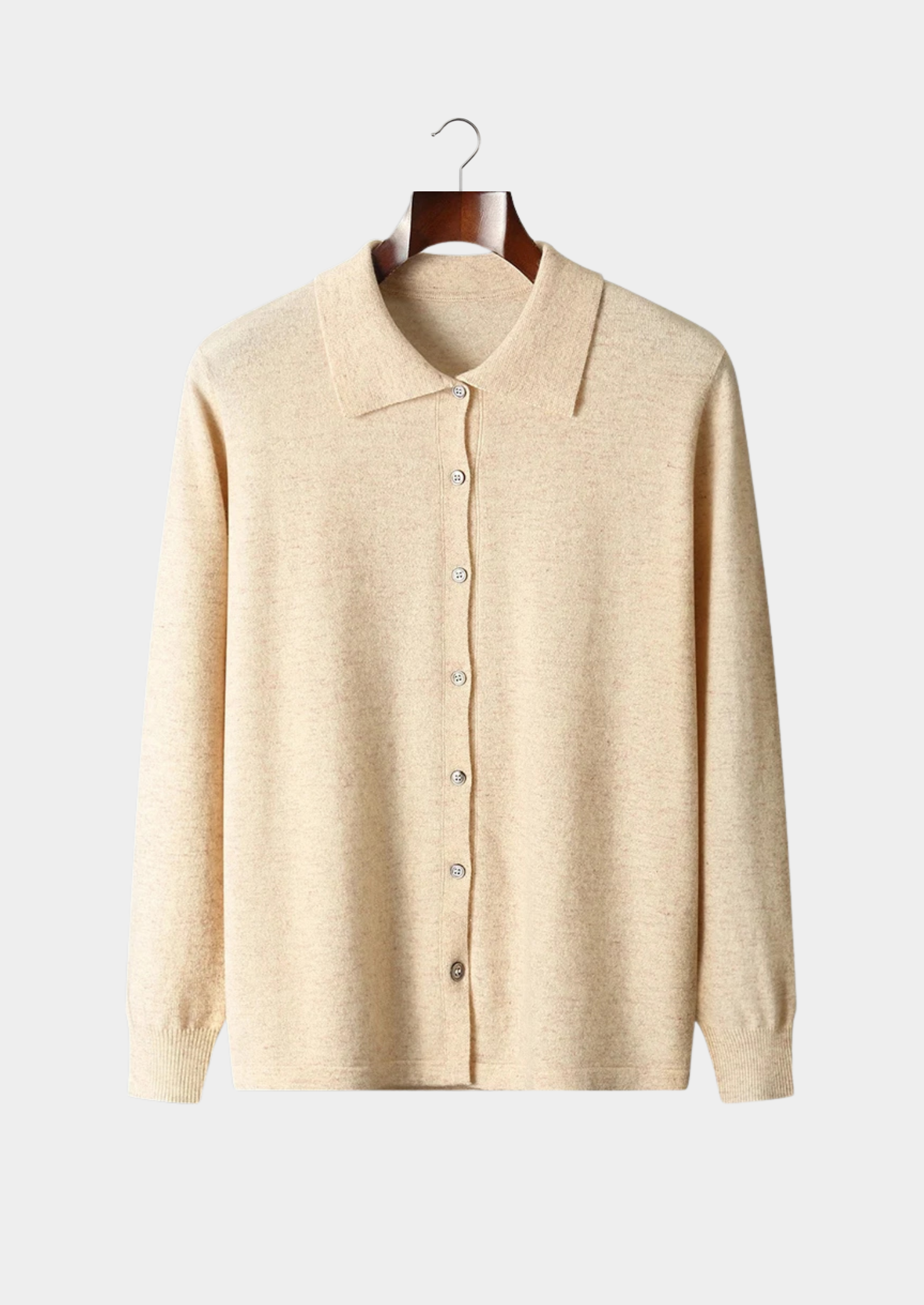 Men’s Polo Collar Button-Front Knit Cardigan