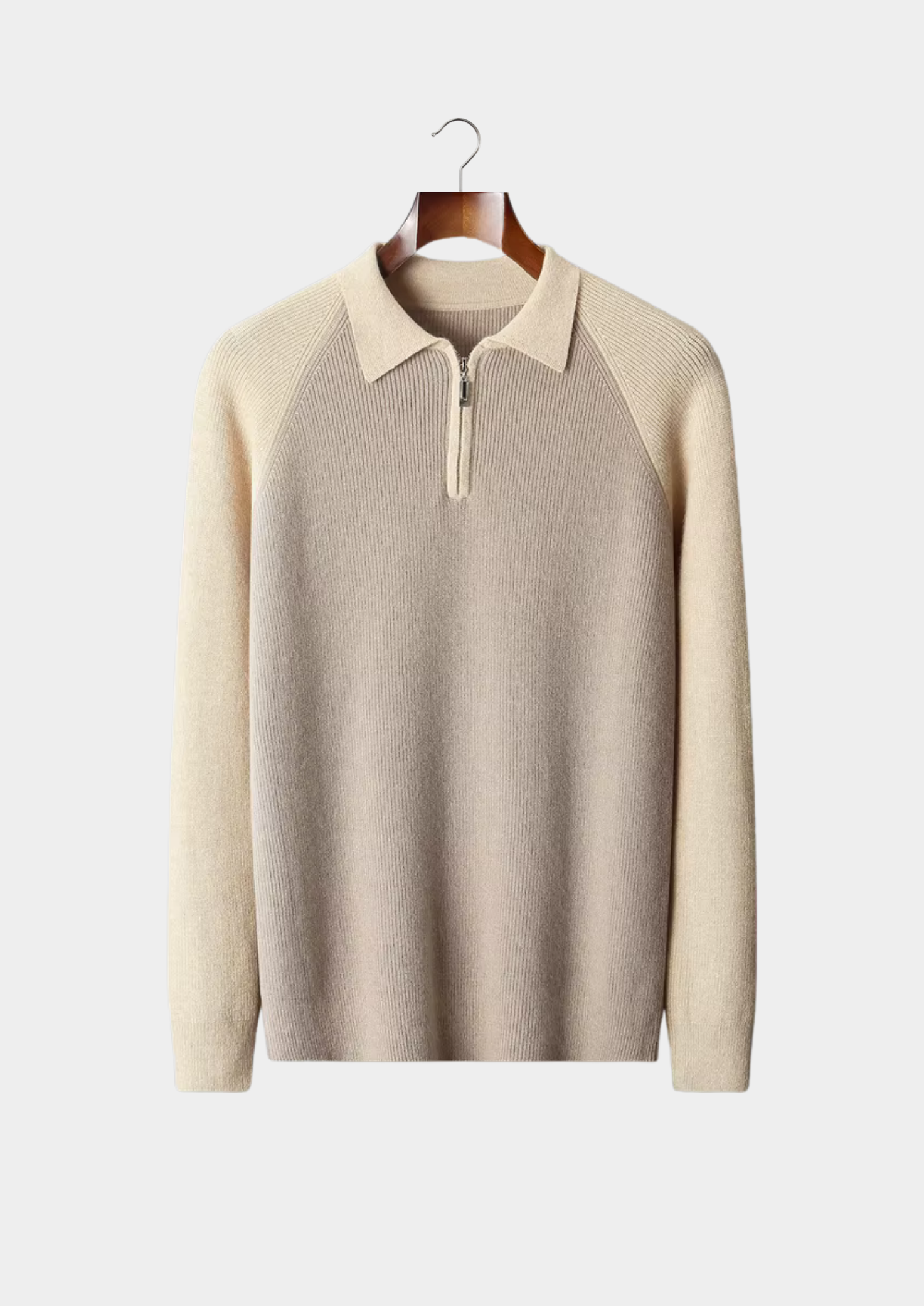 Men’s Two-Tone Zip Polo Knit Sweater