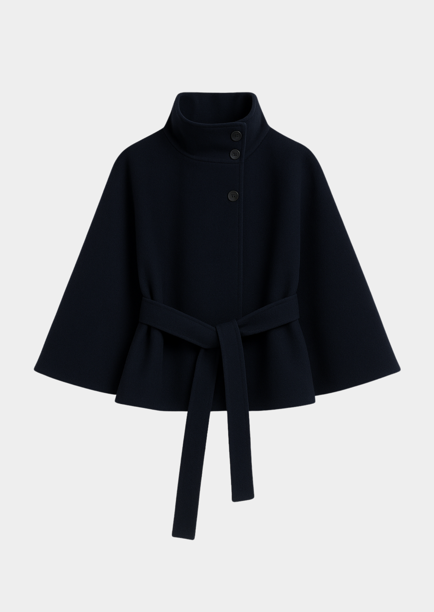 Women’s High-Collar Belted Cape Coat