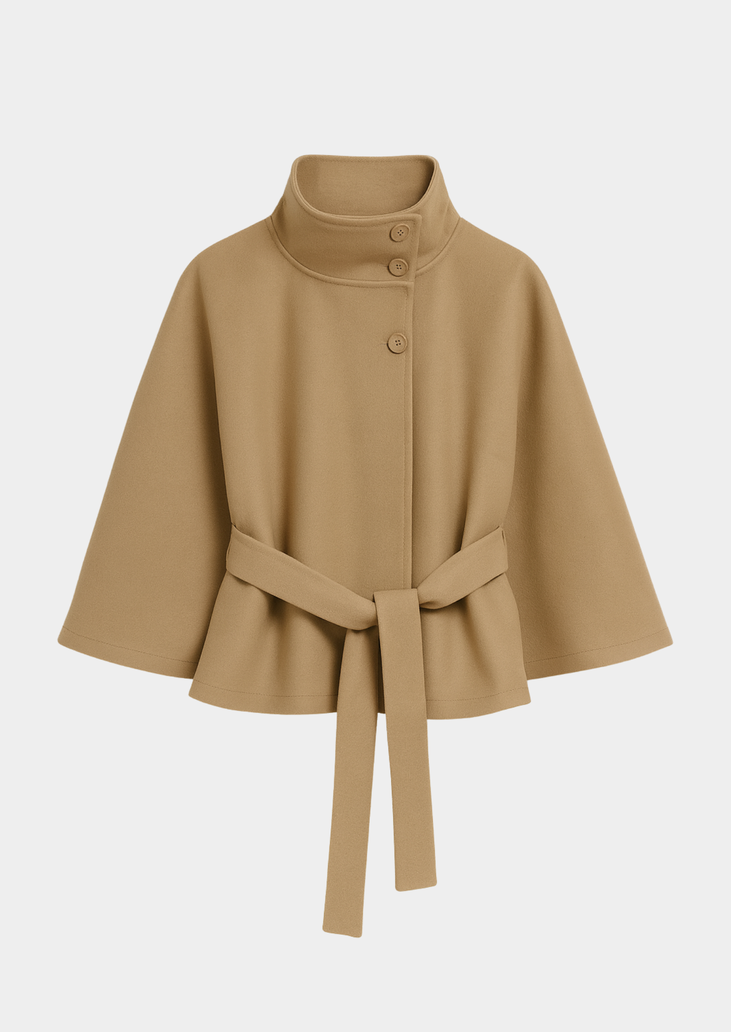 Women’s High-Collar Belted Cape Coat