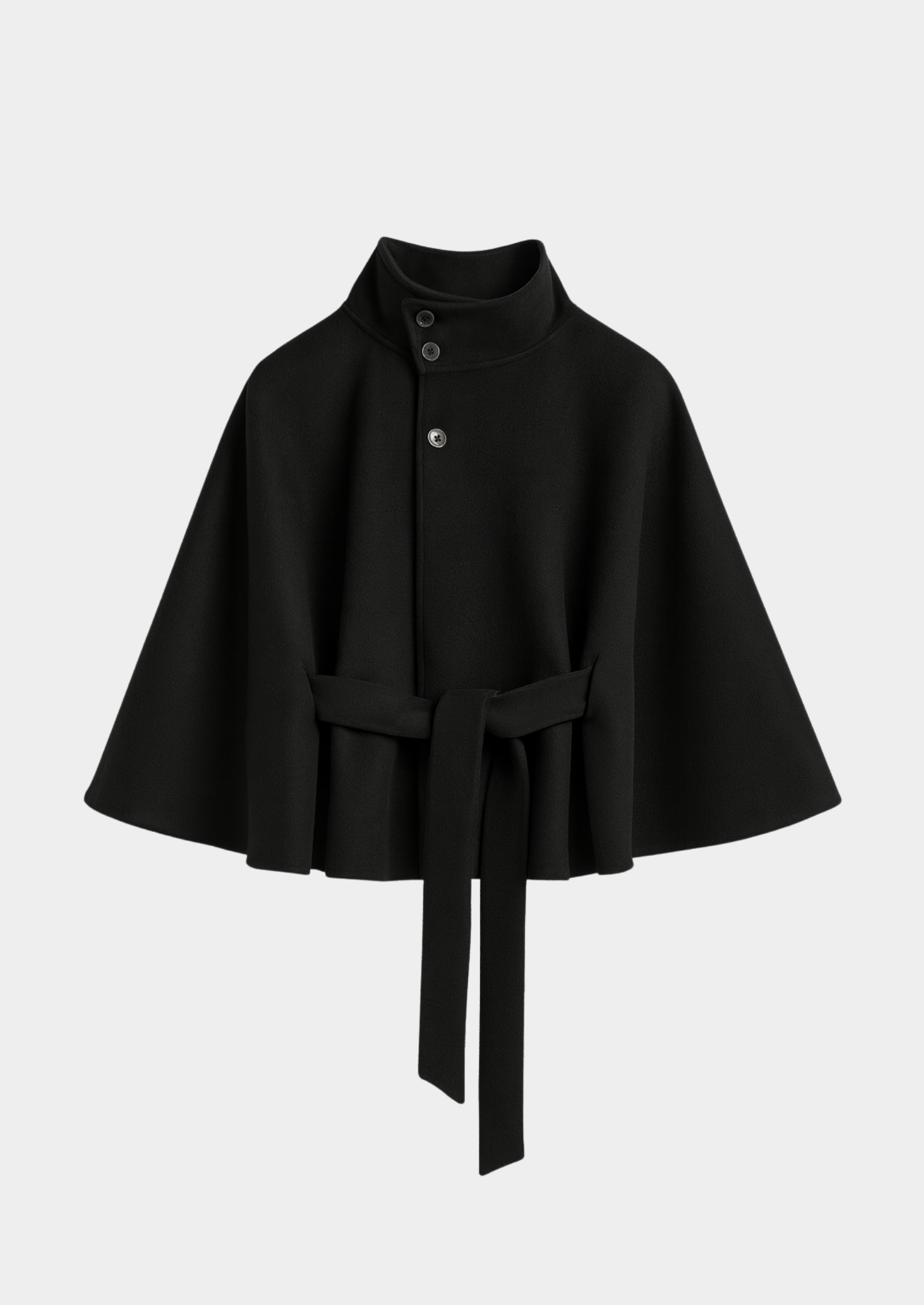 Women’s High-Collar Belted Cape Coat