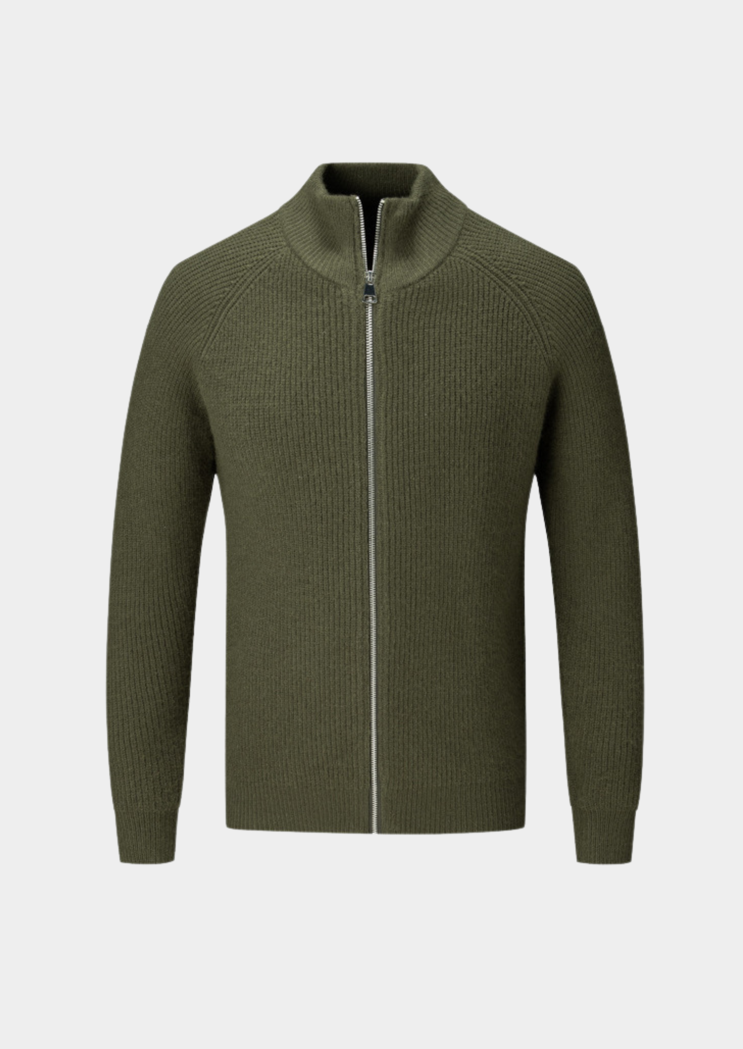 Men’s Zip Front High-Collar Knit Cardigan