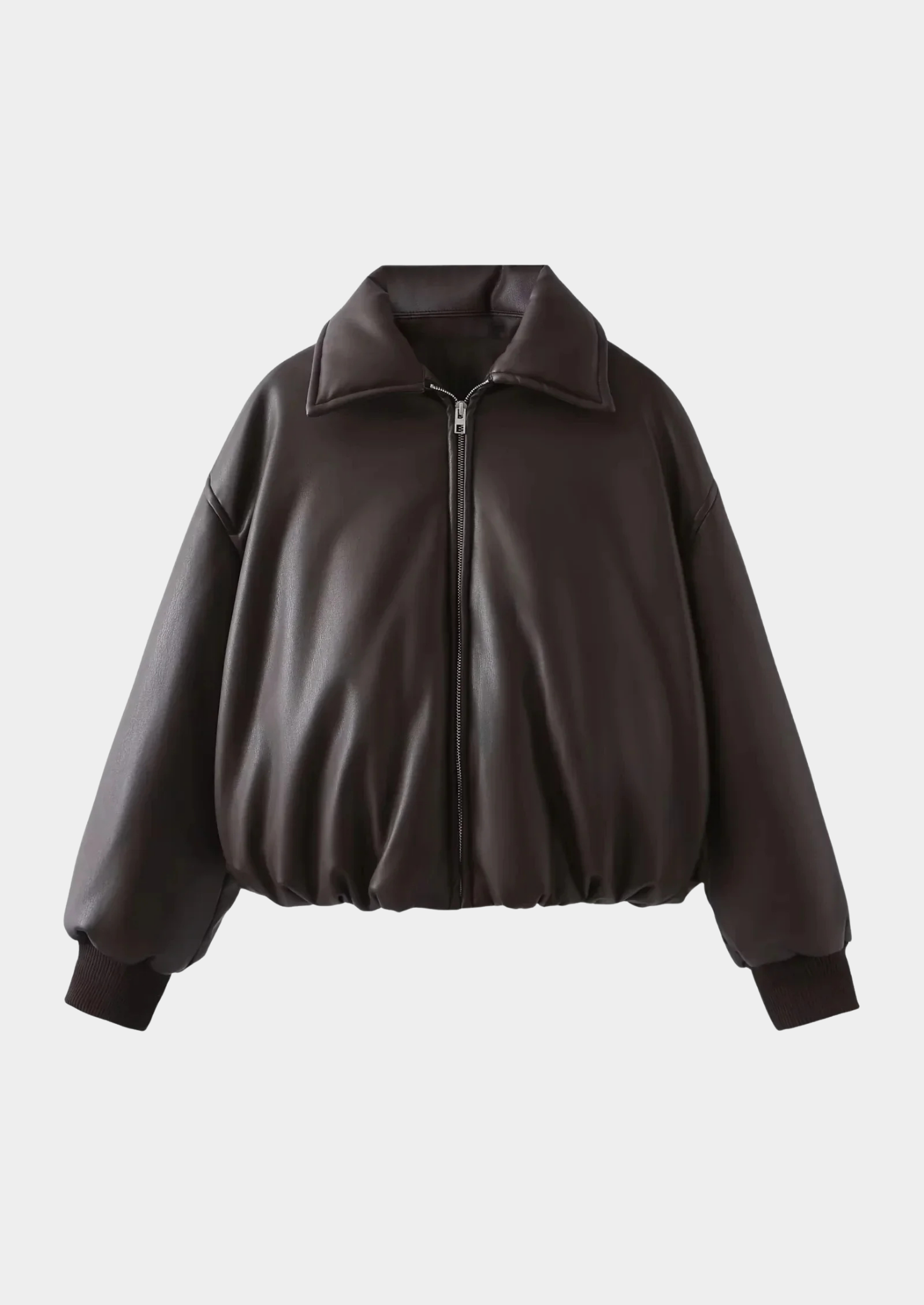 Women’s Oversized Zip-Front Ribbed-Hem Jacket