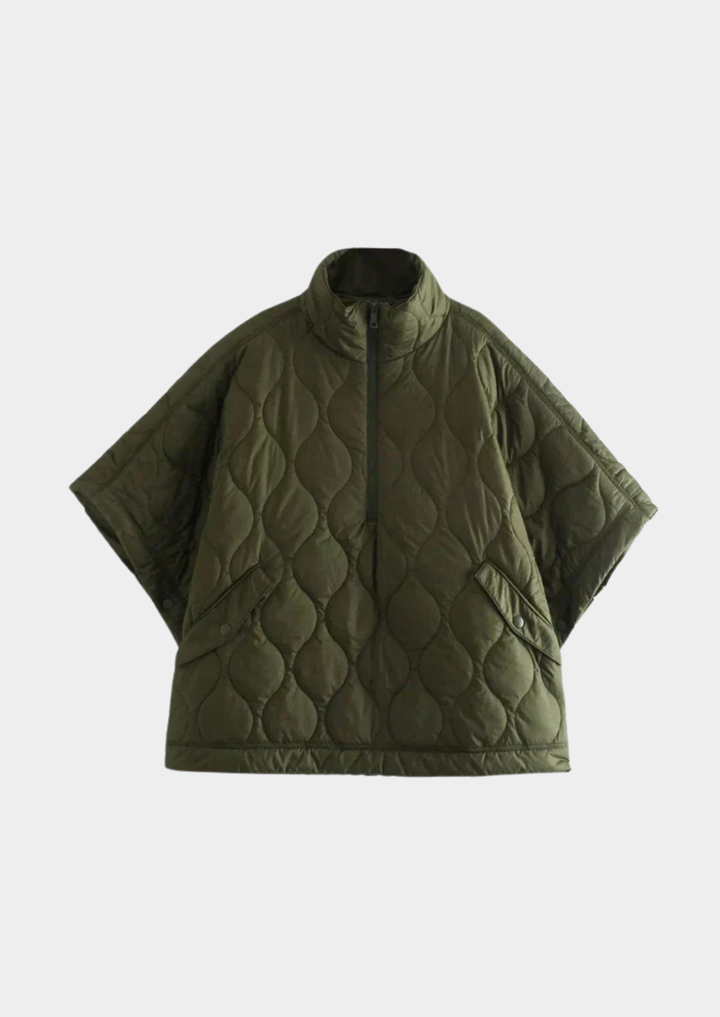 Women’s Stand Collar Quilted Poncho Jacket
