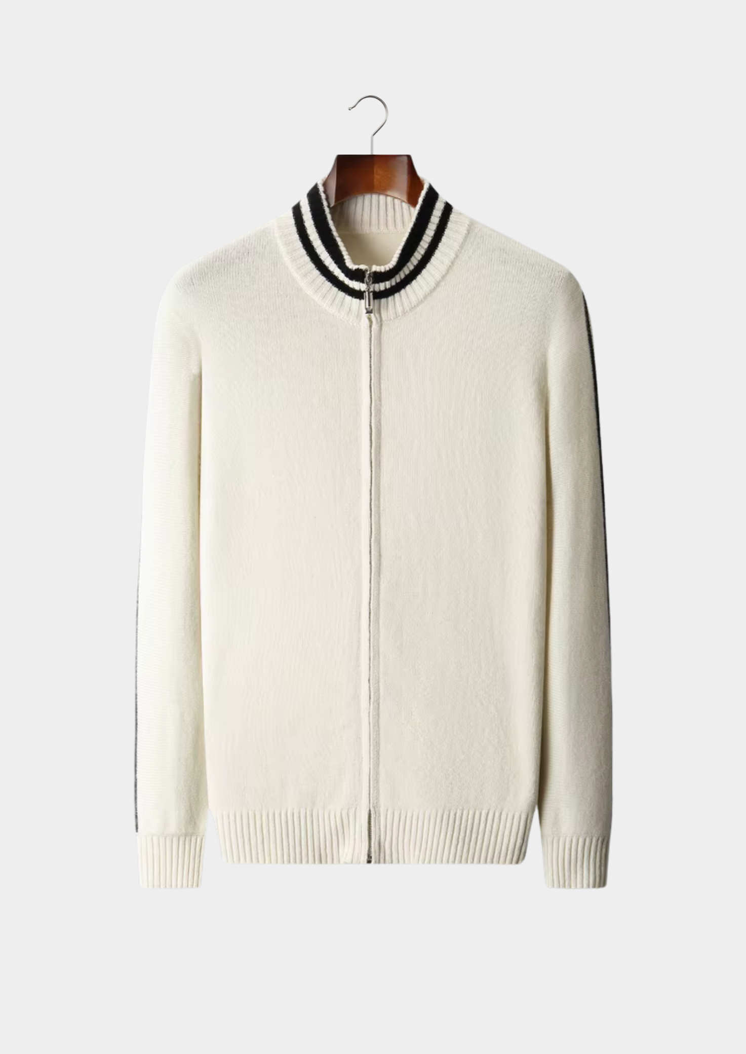 Men’s Two-Tone Collar Zip Knit Cardigan