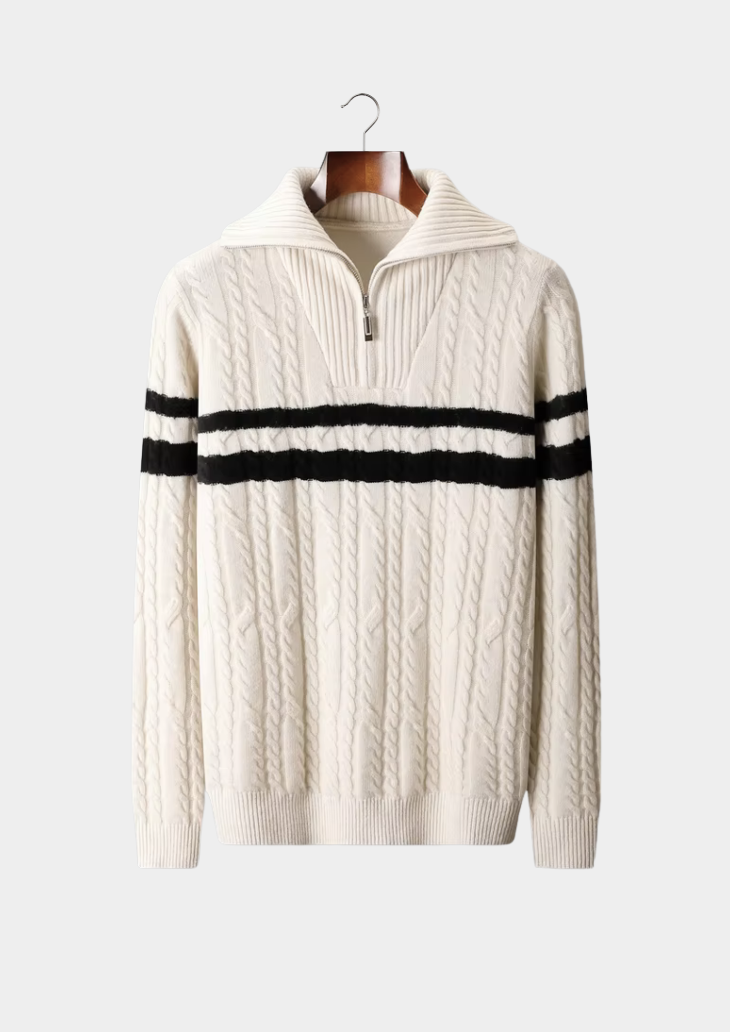 Men’s Striped Half-Zip Knit Sweater