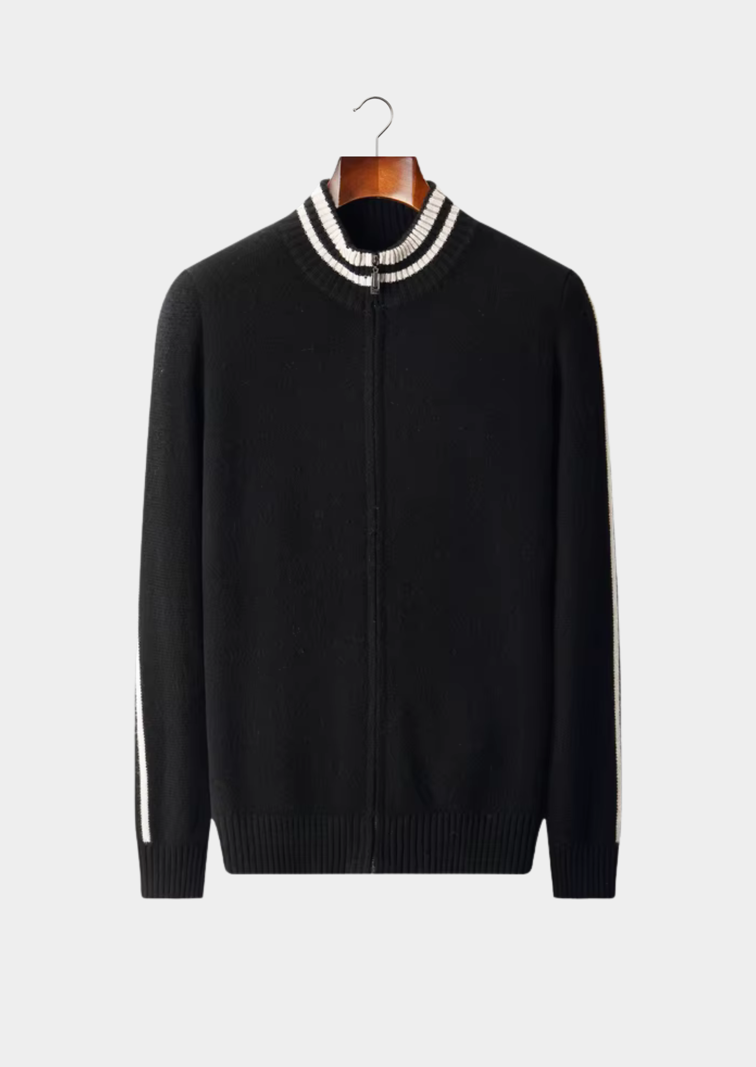 Men’s Two-Tone Collar Zip Knit Cardigan