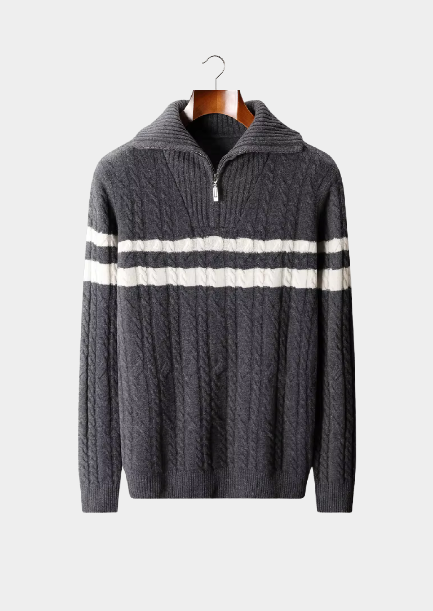 Men’s Striped Half-Zip Knit Sweater