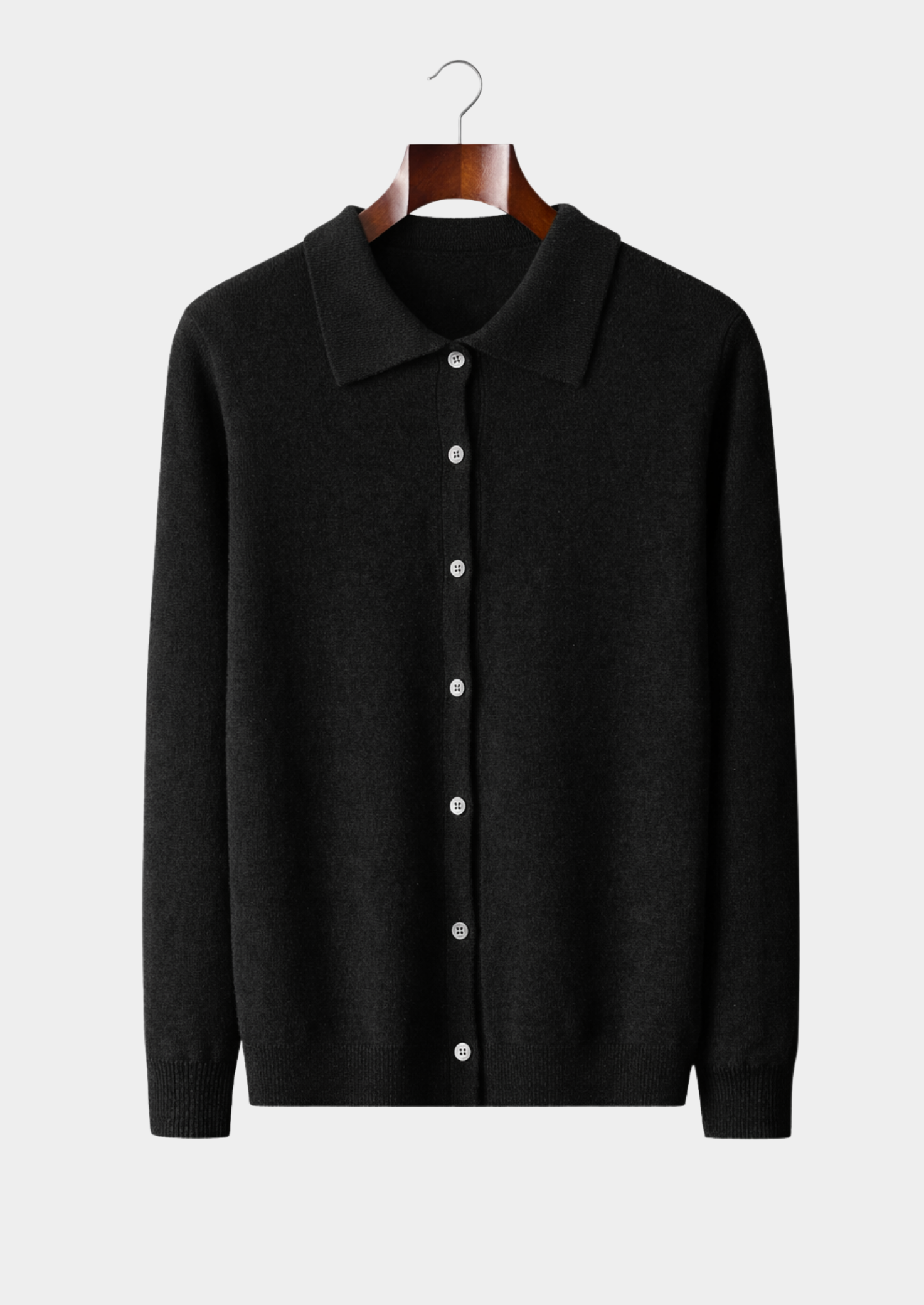 Men’s Polo Collar Button-Front Knit Cardigan