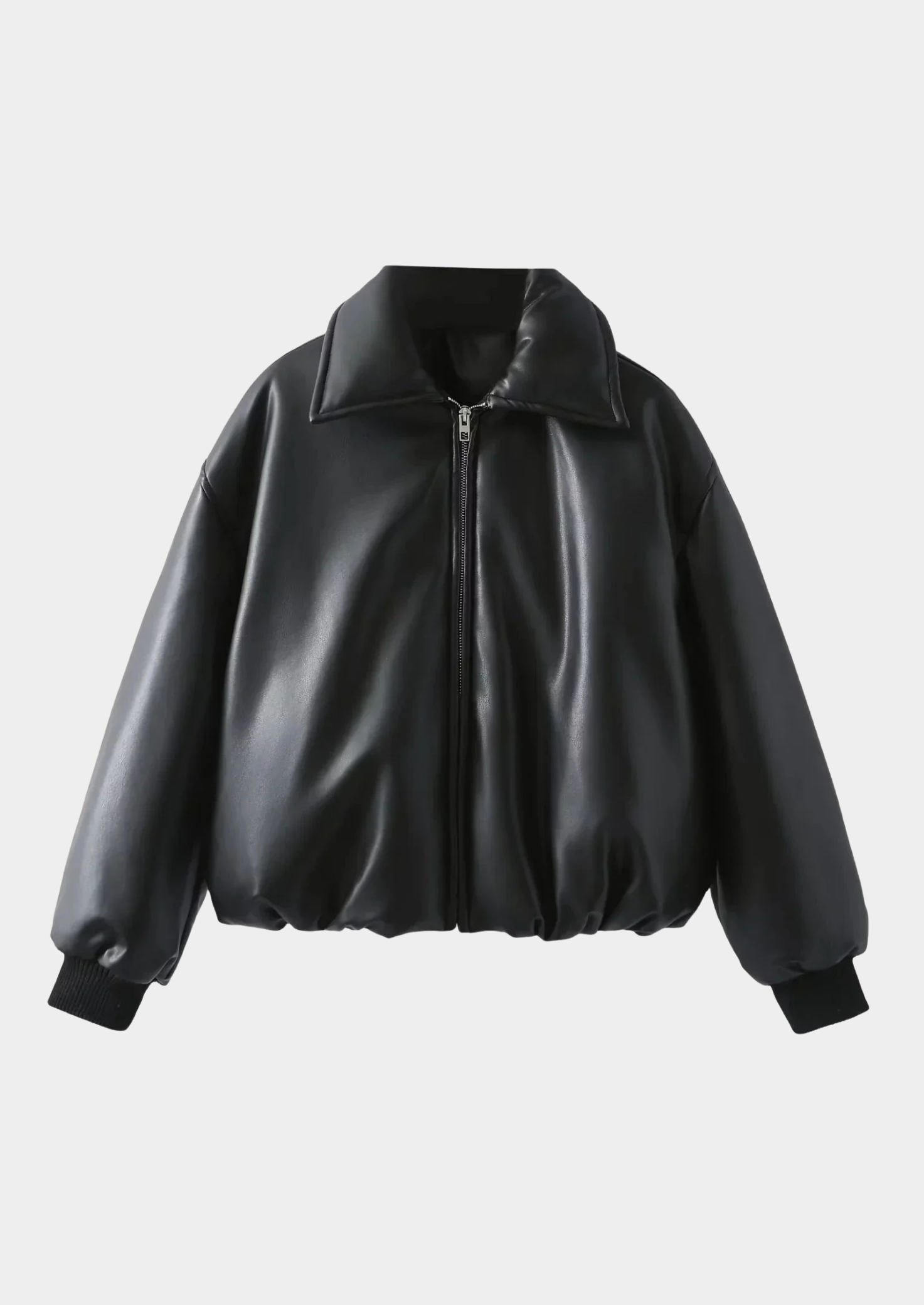 Women’s Oversized Zip-Front Ribbed-Hem Jacket