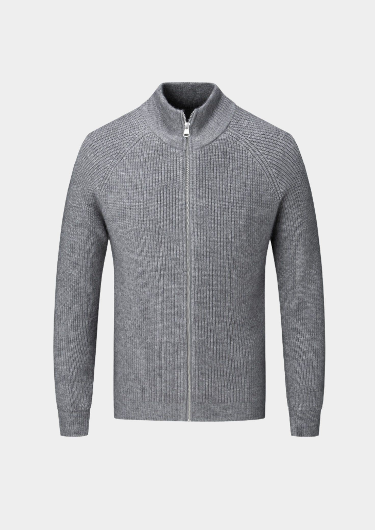 Men’s Zip Front High-Collar Knit Cardigan